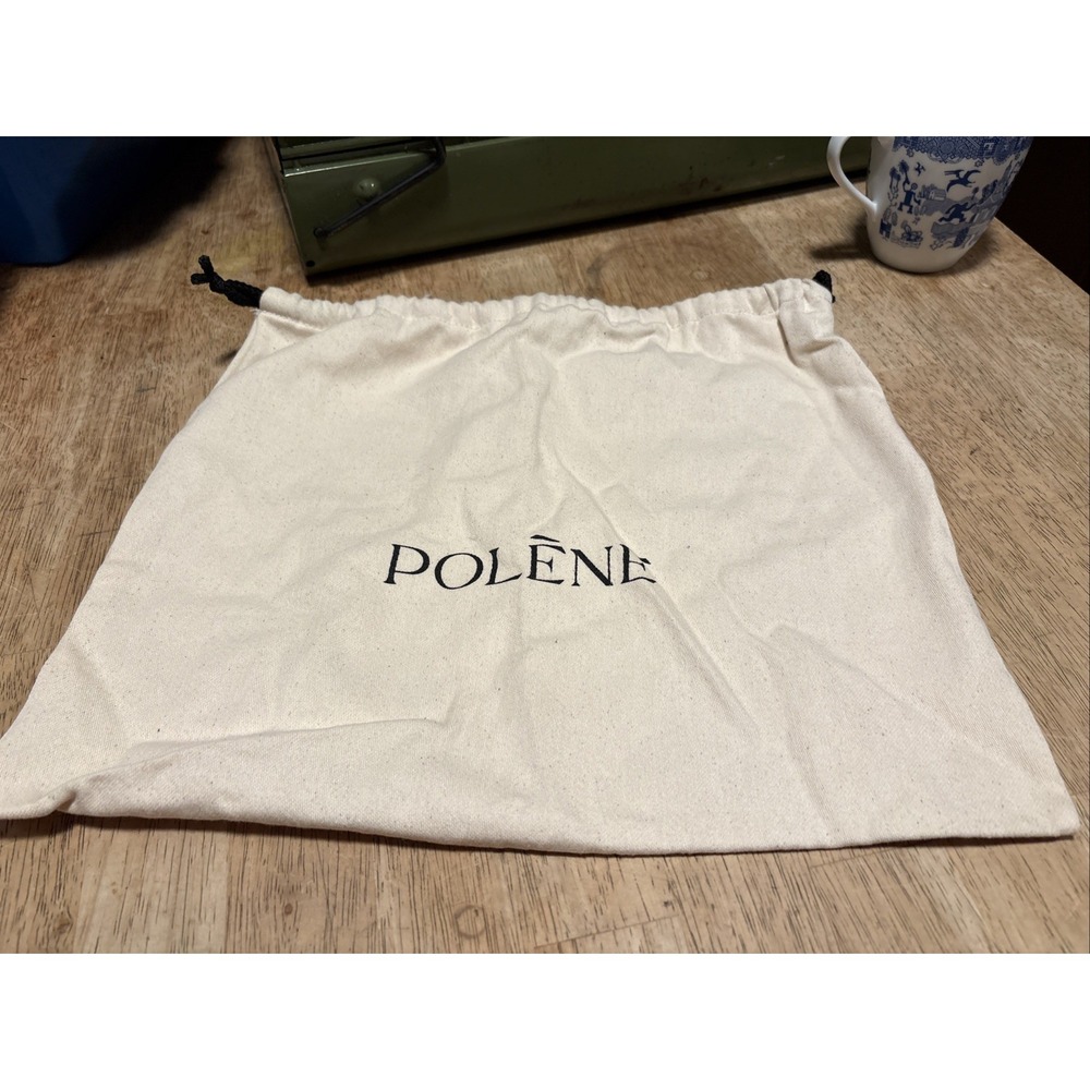 POLÈNE Cream Cotton Bag Storage Pouch with Logo Drawstring Dust Bag Womens
